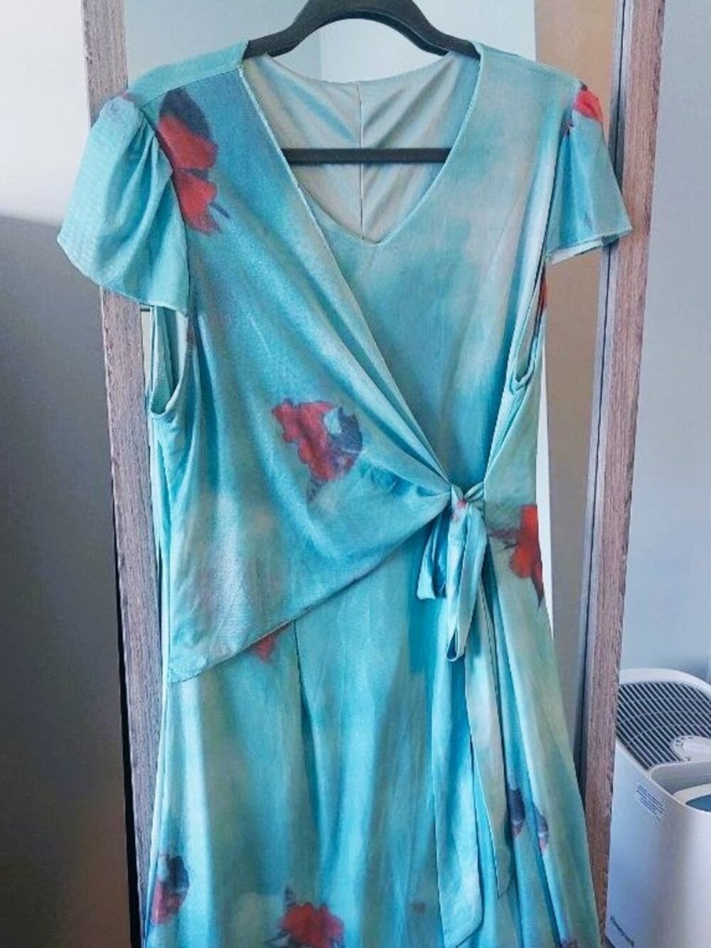 Blue Floral Wrap Dress